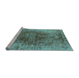 Sideview of Machine Washable Oriental Light Blue Industrial Rug, wshurb1937lblu