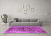 Machine Washable Oriental Purple Industrial Area Rugs in a Living Room, wshurb1937pur