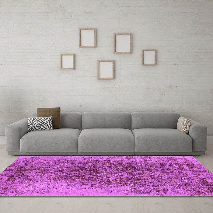 Machine Washable Oriental Purple Industrial Area Rugs in a Living Room, wshurb1937pur