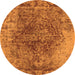 Round Machine Washable Oriental Orange Industrial Area Rugs, wshurb1937org