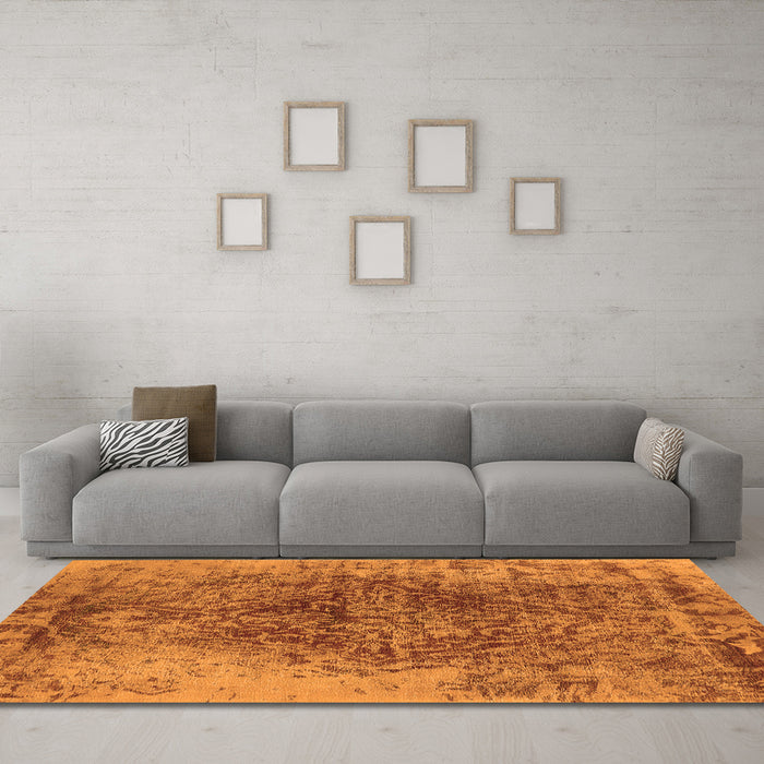 Machine Washable Oriental Orange Industrial Area Rugs in a Living Room, wshurb1937org