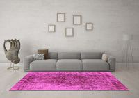 Machine Washable Oriental Pink Industrial Rug, wshurb1937pnk