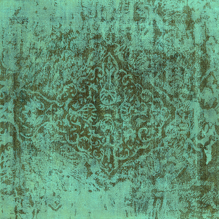 Square Oriental Turquoise Industrial Rug, urb1937turq