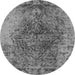 Round Oriental Gray Industrial Rug, urb1937gry