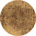 Round Oriental Brown Industrial Rug, urb1937brn