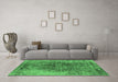 Machine Washable Oriental Emerald Green Industrial Area Rugs in a Living Room,, wshurb1937emgrn