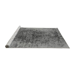 Sideview of Machine Washable Oriental Gray Industrial Rug, wshurb1937gry