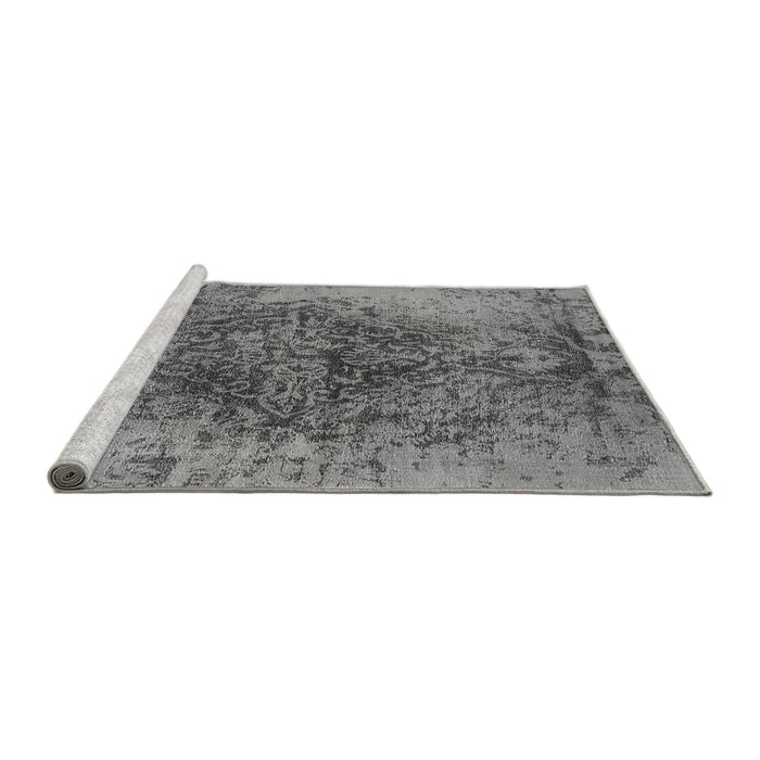 Sideview of Machine Washable Oriental Gray Industrial Rug, wshurb1937gry