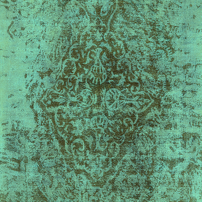 Machine Washable Oriental Turquoise Industrial Area Rugs, wshurb1937turq