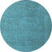 Round Oriental Light Blue Industrial Rug, urb1938lblu