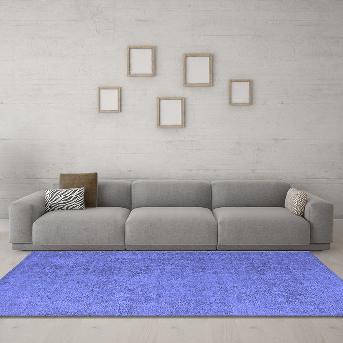 Machine Washable Oriental Blue Industrial Rug in a Living Room, wshurb1938blu