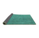 Sideview of Oriental Turquoise Industrial Rug, urb1938turq