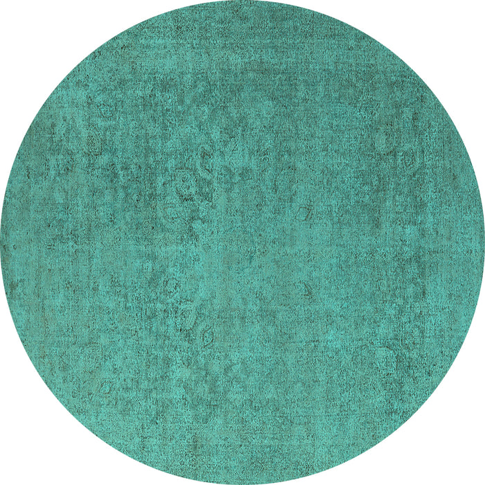 Round Oriental Turquoise Industrial Rug, urb1938turq