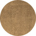 Round Oriental Brown Industrial Rug, urb1938brn