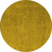 Round Oriental Yellow Industrial Rug, urb1938yw