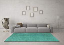 Machine Washable Oriental Turquoise Industrial Area Rugs in a Living Room,, wshurb1938turq