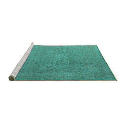 Sideview of Machine Washable Oriental Turquoise Industrial Area Rugs, wshurb1938turq