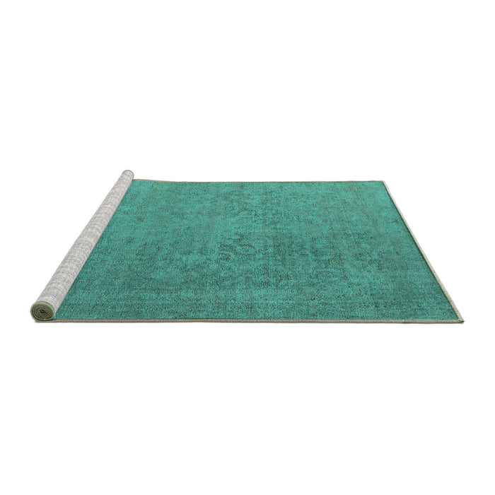 Sideview of Machine Washable Oriental Turquoise Industrial Area Rugs, wshurb1938turq