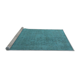 Sideview of Machine Washable Oriental Light Blue Industrial Rug, wshurb1938lblu