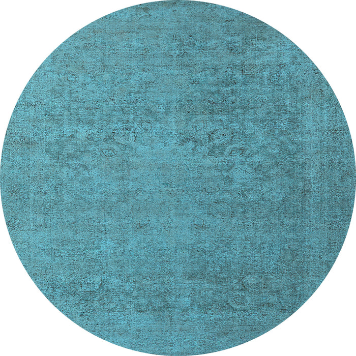 Round Machine Washable Oriental Light Blue Industrial Rug, wshurb1938lblu