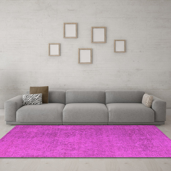 Machine Washable Oriental Pink Industrial Rug in a Living Room, wshurb1938pnk
