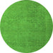 Round Oriental Green Industrial Rug, urb1938grn