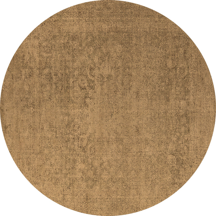 Round Machine Washable Oriental Brown Industrial Rug, wshurb1938brn