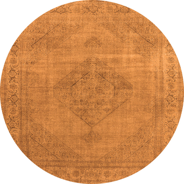 Round Machine Washable Oriental Orange Industrial Area Rugs, wshurb1939org