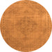 Round Machine Washable Oriental Orange Industrial Area Rugs, wshurb1939org