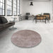 Round Mid-Century Modern Rose Purple Oriental Rug in a Office, urb1939