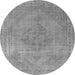 Round Oriental Gray Industrial Rug, urb1939gry