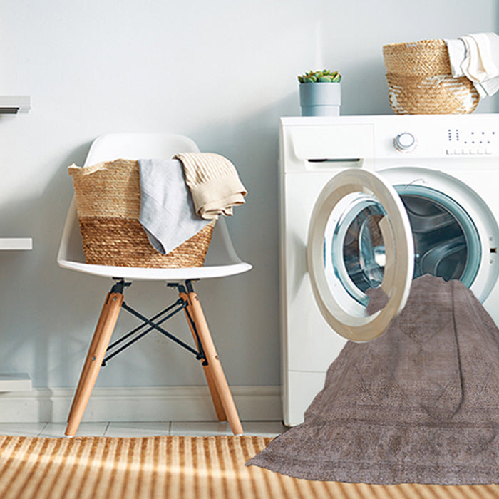 Machine Washable Industrial Modern Rose Dust Purple Rug in a Washing Machine, wshurb1939