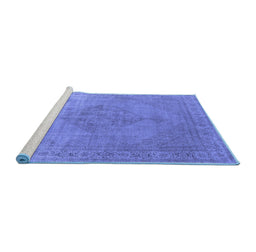 Sideview of Machine Washable Oriental Blue Industrial Rug, wshurb1939blu