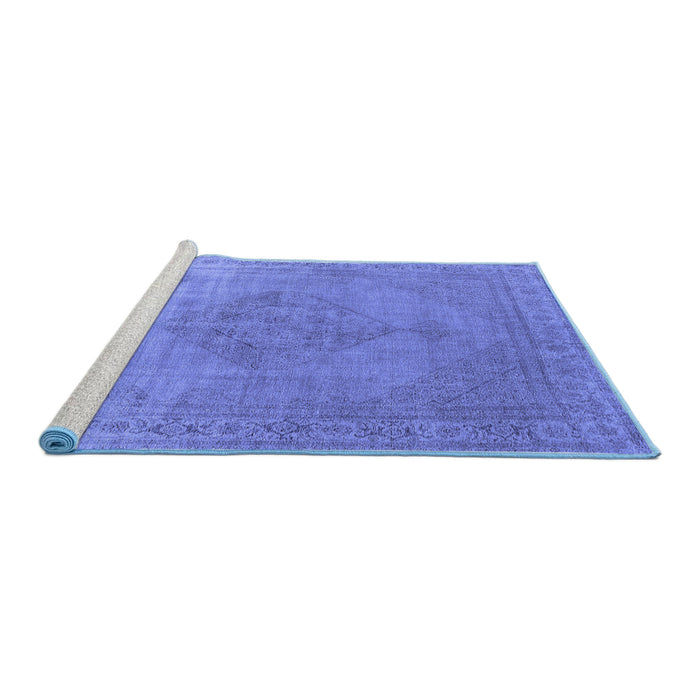 Sideview of Machine Washable Oriental Blue Industrial Rug, wshurb1939blu