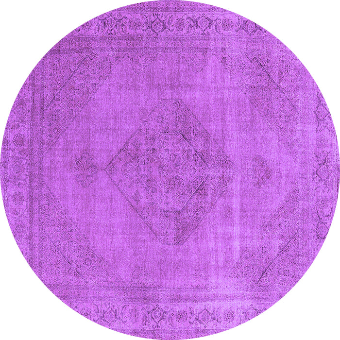 Round Machine Washable Oriental Purple Industrial Area Rugs, wshurb1939pur
