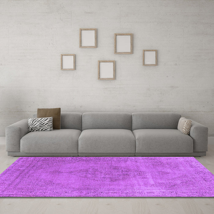 Machine Washable Oriental Purple Industrial Area Rugs in a Living Room, wshurb1939pur