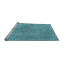 Sideview of Machine Washable Oriental Light Blue Industrial Rug, wshurb1939lblu