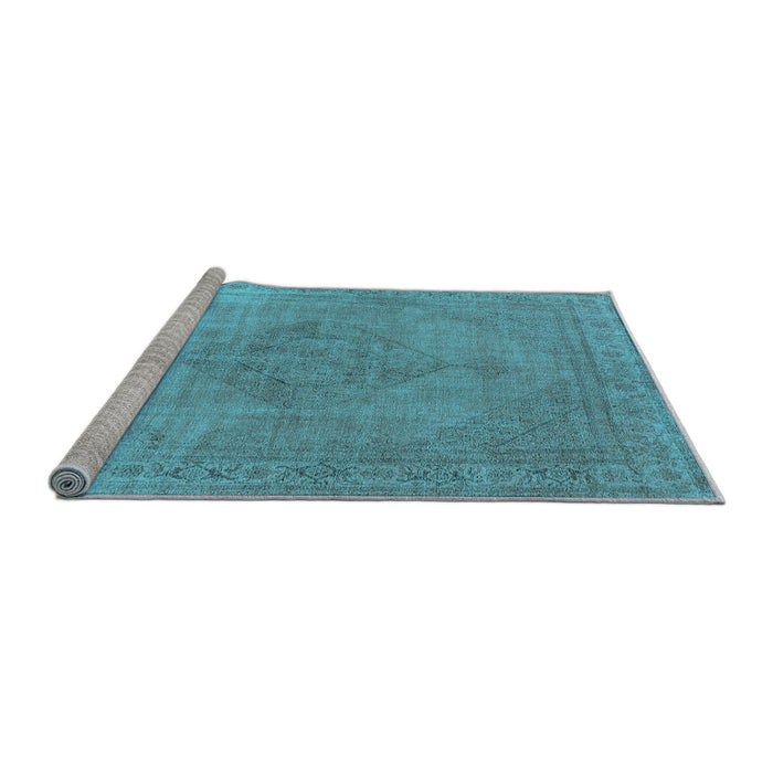 Sideview of Machine Washable Oriental Light Blue Industrial Rug, wshurb1939lblu