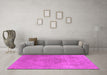 Machine Washable Oriental Pink Industrial Rug in a Living Room, wshurb1939pnk