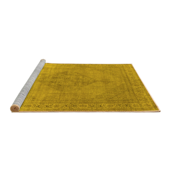 Sideview of Machine Washable Oriental Yellow Industrial Rug, wshurb1939yw
