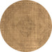 Round Oriental Brown Industrial Rug, urb1939brn