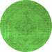 Round Oriental Green Industrial Rug, urb1939grn