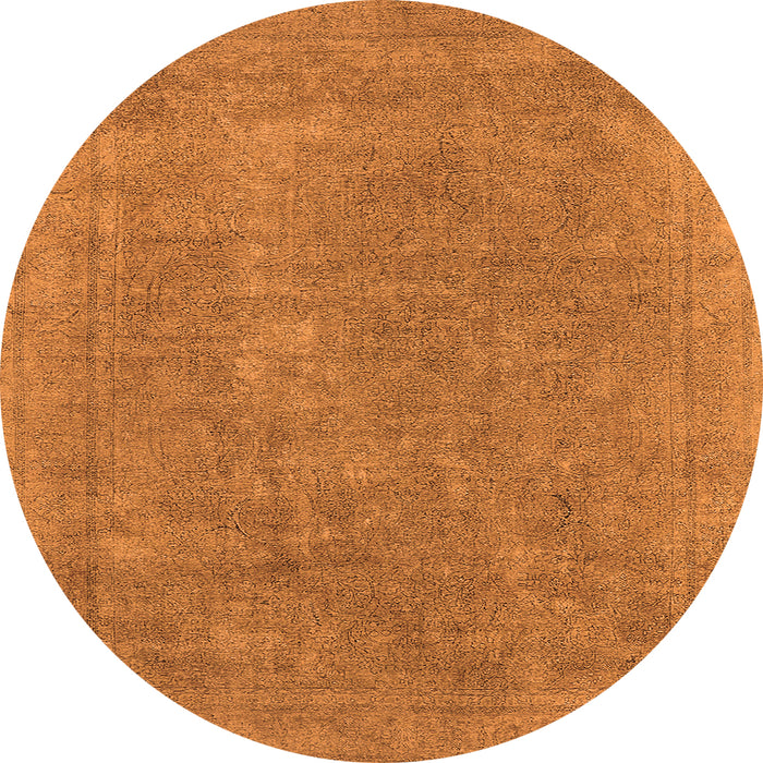 Round Machine Washable Oriental Orange Industrial Area Rugs, wshurb1940org