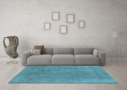 Machine Washable Oriental Light Blue Industrial Rug in a Living Room, wshurb1940lblu
