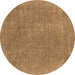 Round Oriental Brown Industrial Rug, urb1940brn