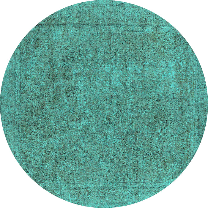Round Oriental Turquoise Industrial Rug, urb1940turq