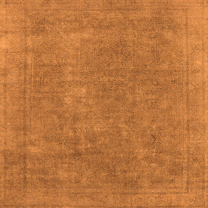 Square Machine Washable Oriental Orange Industrial Area Rugs, wshurb1940org