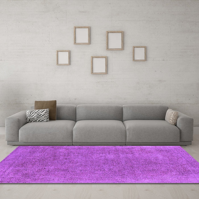 Machine Washable Oriental Purple Industrial Area Rugs in a Living Room, wshurb1940pur