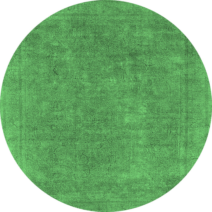 Round Oriental Emerald Green Industrial Rug, urb1940emgrn