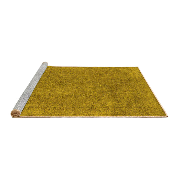 Sideview of Machine Washable Oriental Yellow Industrial Rug, wshurb1940yw